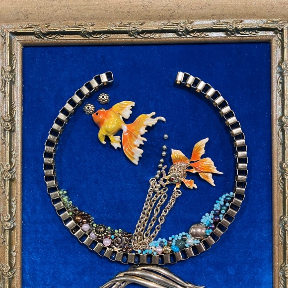 FRAMED JEWELRY ART COLLAGE IN STUNNING COLORS. HANDMADE UNIQUE OOAK GIFT 🎁 IDEA - Picture 2 of 13